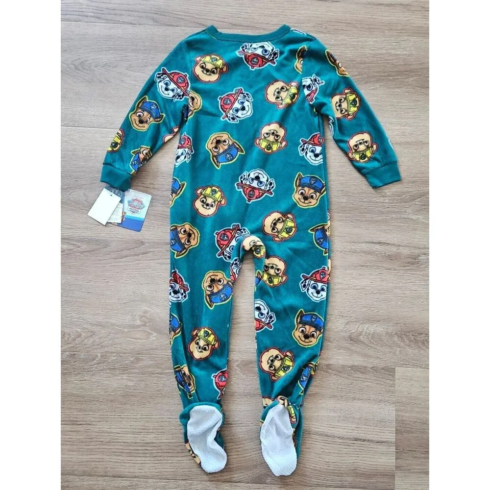 Paw Patrol Teal Kids One-Piece Footed Pajamas Size 4T